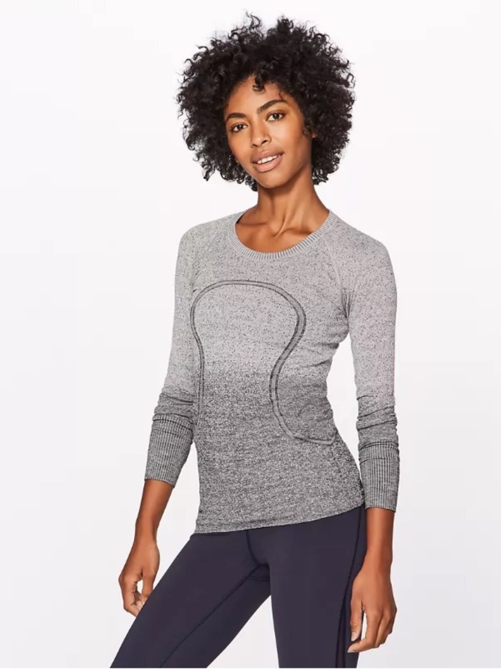 Lululemon Swiftly Tech Long Sleeve Crew Ombre White Dark Cast Size 6